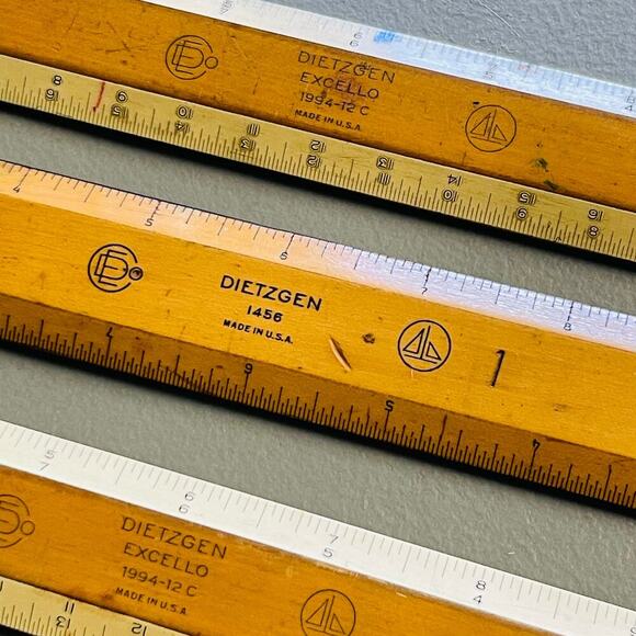 Vintage Dietzen Wooden Ruler Set - Collectible Measuring Tools - Picture 2 of 5